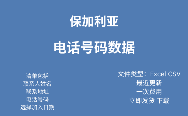 保加利亚 电话号码数据