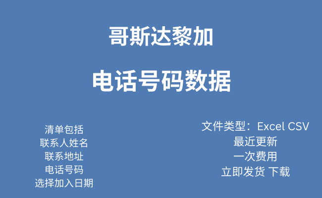 哥斯达黎加 电话号码数据